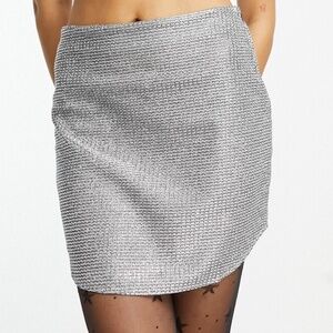 Noisy May metallic mini skirt in silver